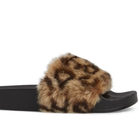 Steve Madden "Softey" Leopard Faux Fur Slide - Picture 2 of 6
